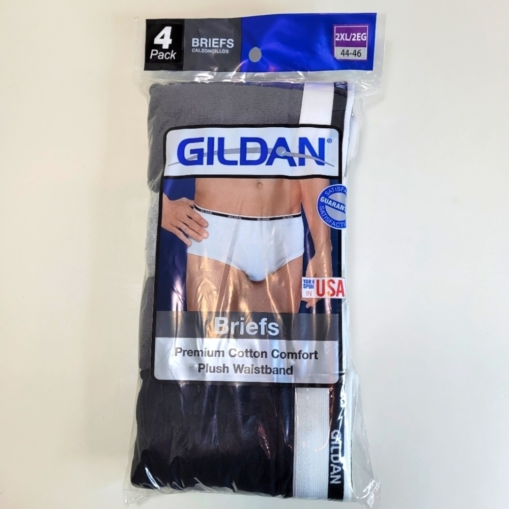 Gildan Premium Cotton Comfort Plush Waistband Briefs 4 pack size Men's 2XL NEW